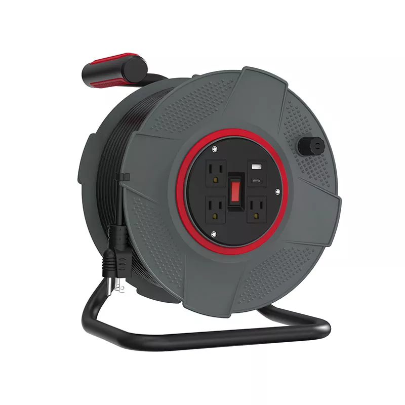 100ft Usb ပလပ်စတစ်ကြိုး Reel ပလပ်ပေါက် ၃ ခု