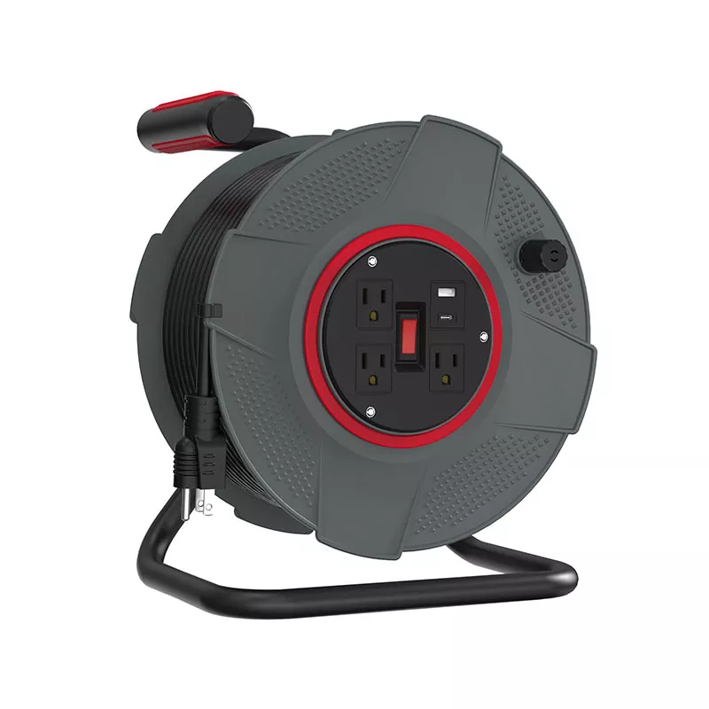 100ft Usb ပလပ်စတစ်ကြိုး Reel ပလပ်ပေါက် ၃ ခု